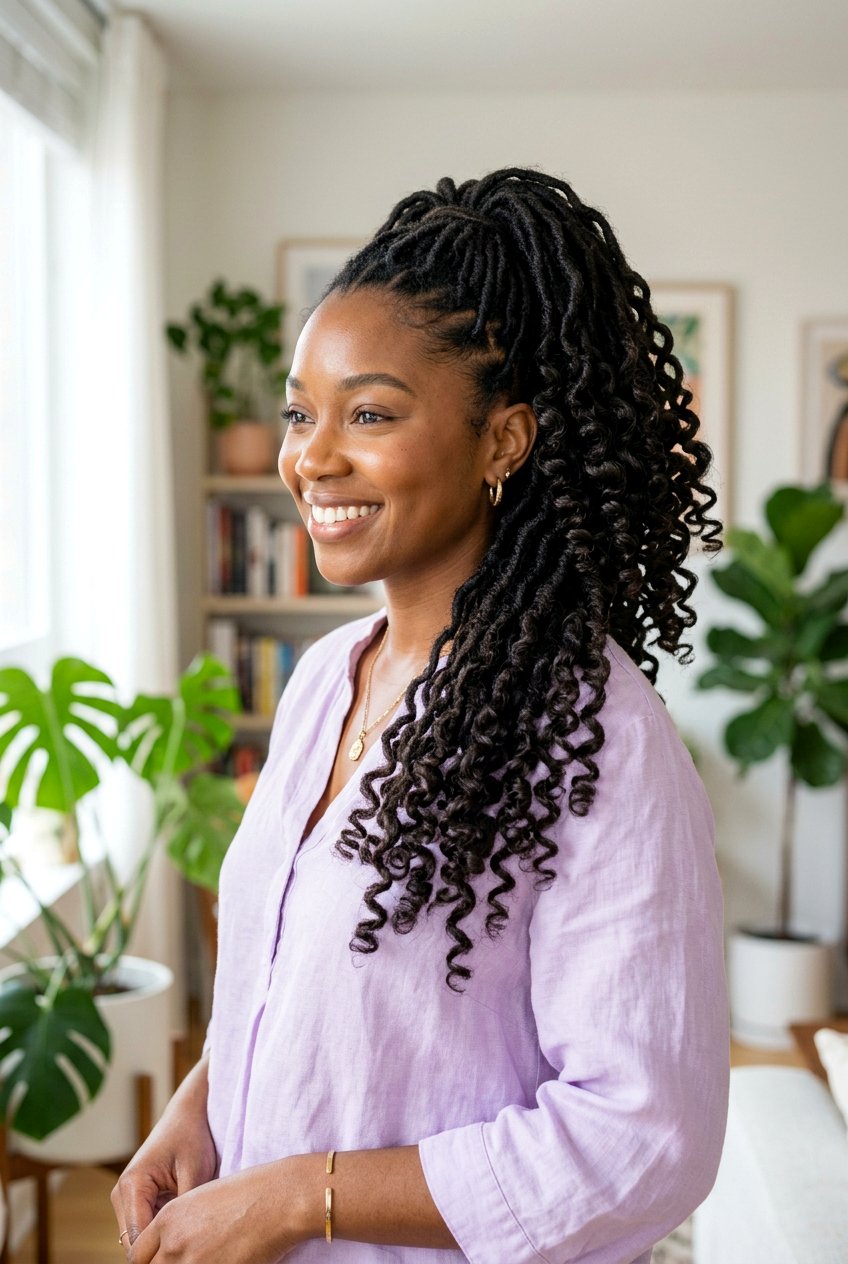 Curly Loc Ponytail - 20 loc ponytail hairstyle - 20 loc ponytail hairstyle