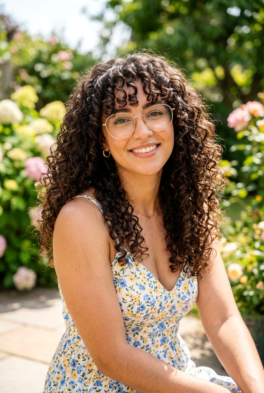 Curly Long Bangs - 20 long bangs for women with glasses - 20 long bangs for women with glasses