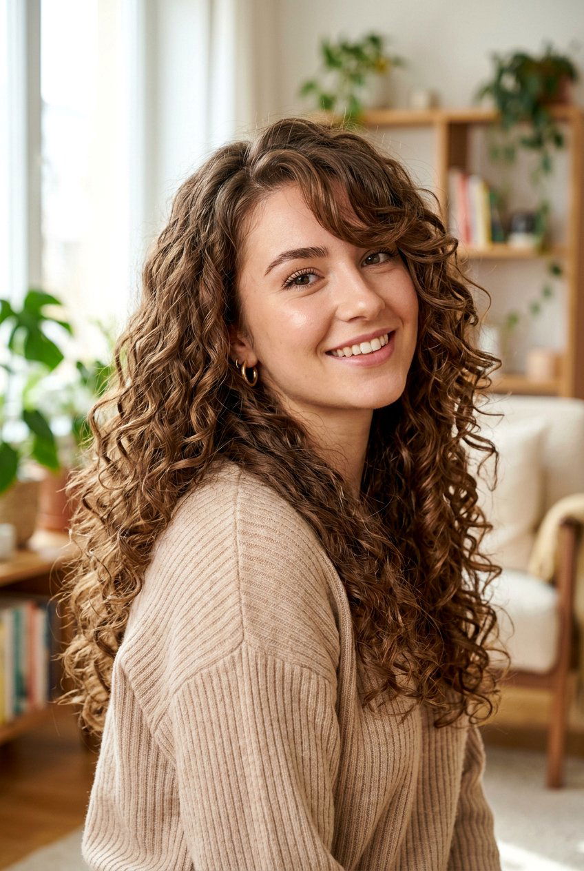 Curly Long Hair Side Bangs - 20 side bangs for long hair - 20 side bangs for long hair