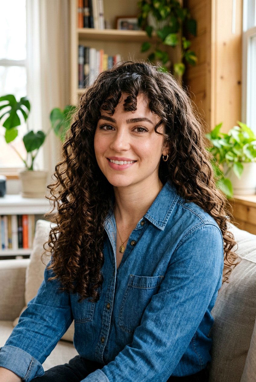 Curly Long Hair With Bottleneck Bangs - 20 bottleneck bangs for long hair - 20 bottleneck bangs for long hair