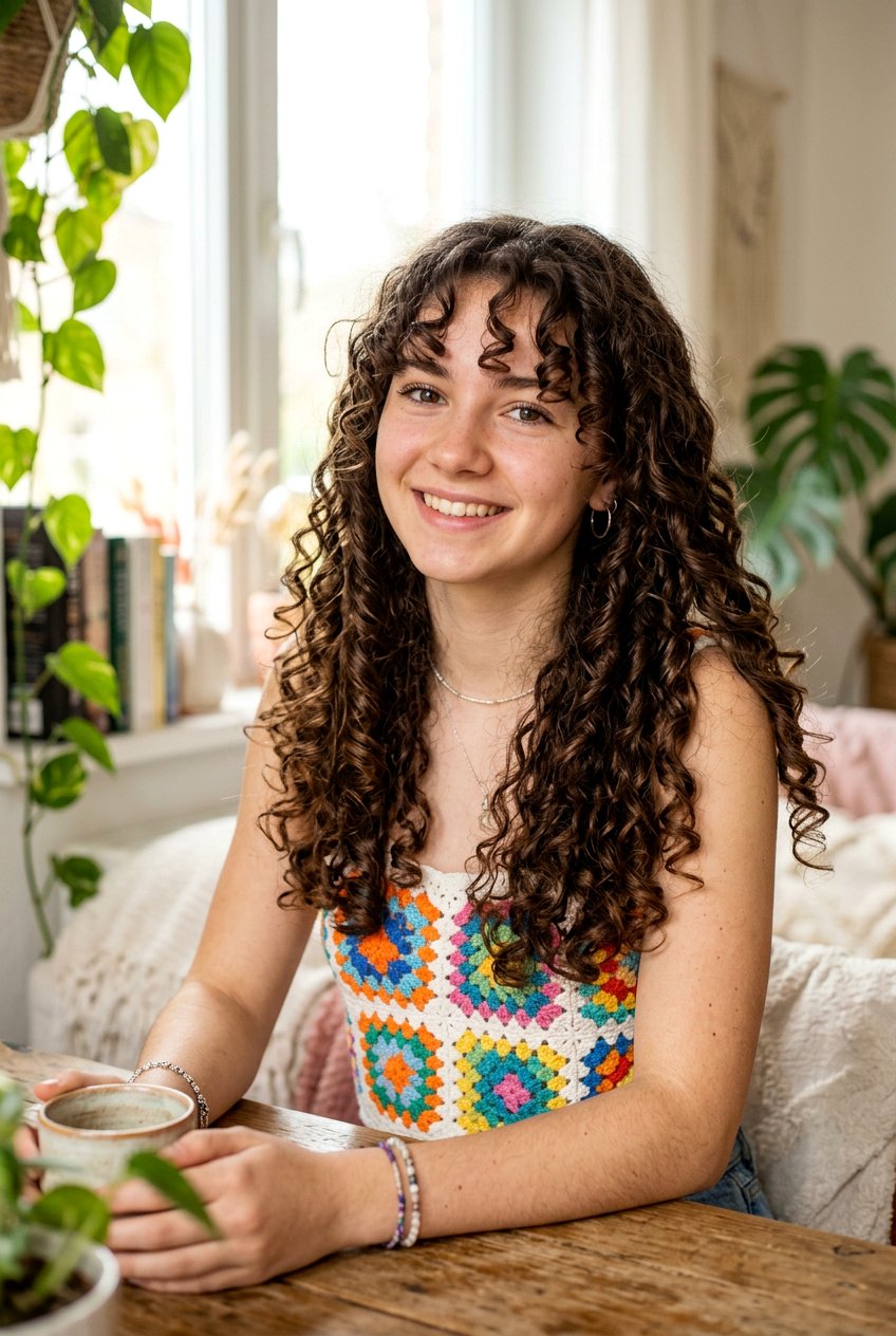 Curly Long Hair With Curtain Bangs - 20 long haircut for teenage girls with curtain bangs - 20 long haircut for teenage girls with curtain bangs
