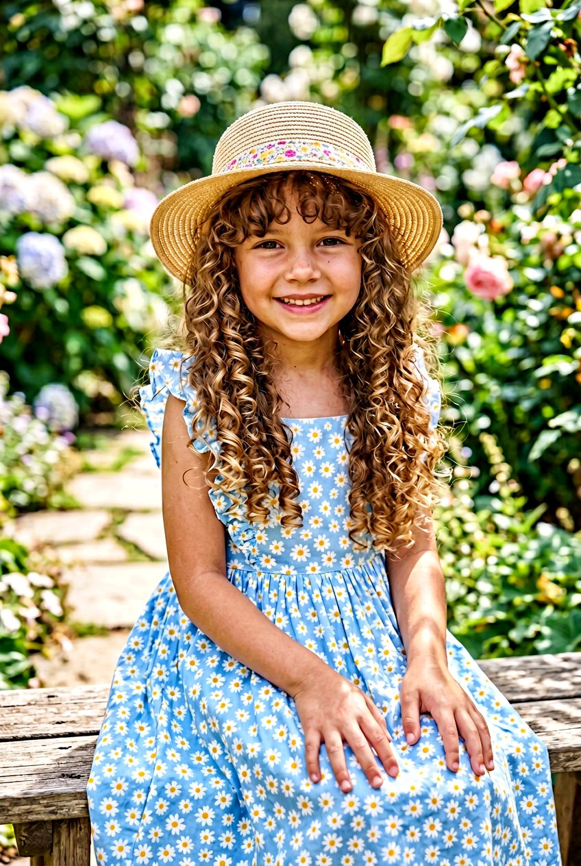 Curly Long Haircut With Curly Curtain Bangs - 20 long haircut for little girls with curtain bangs - 20 long haircut for little girls with curtain bangs