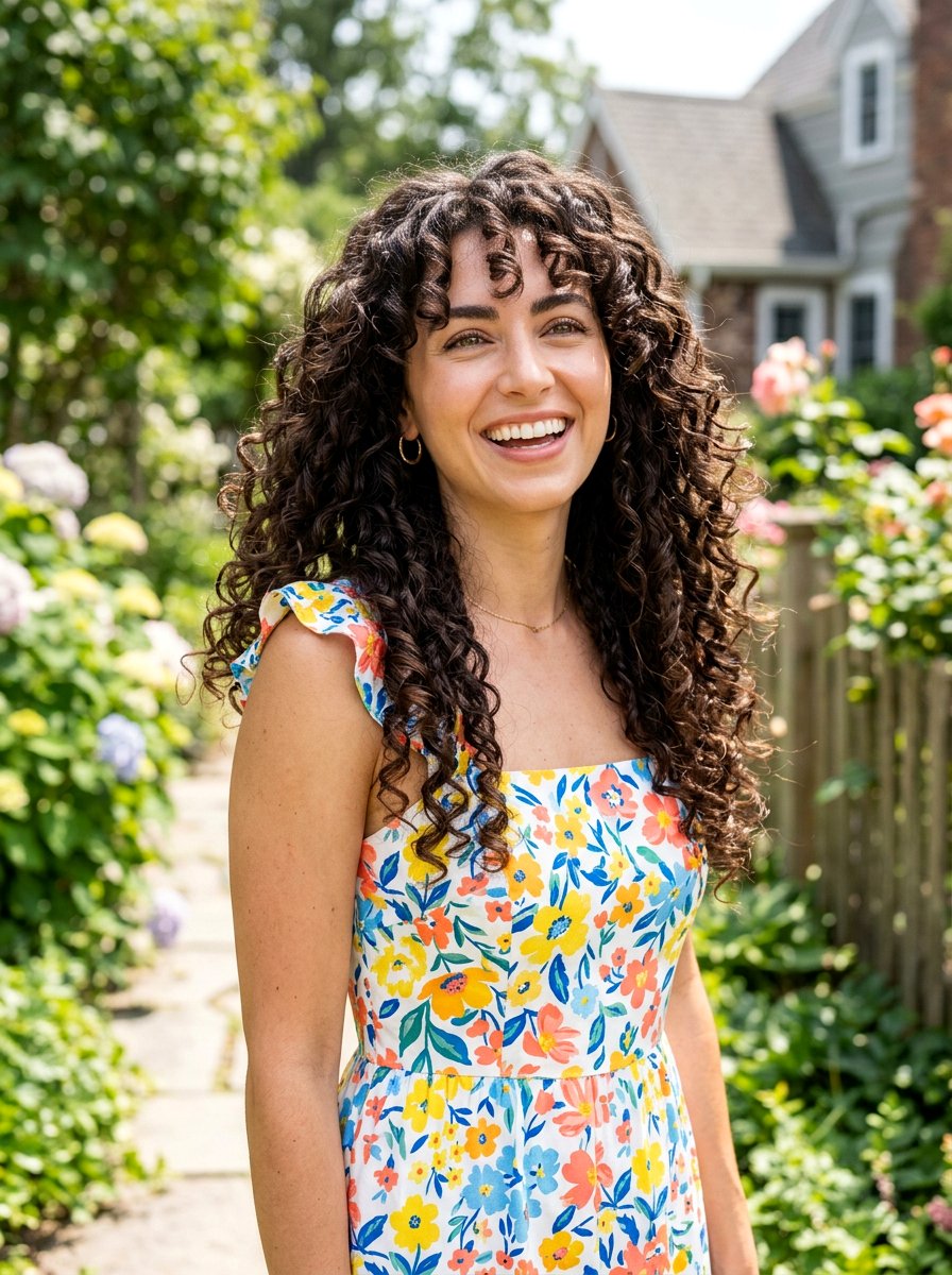 Curly Long Layers With Bangs - 20 simple hairstyle for long layers and bangs - 20 simple hairstyle for long layers and bangs