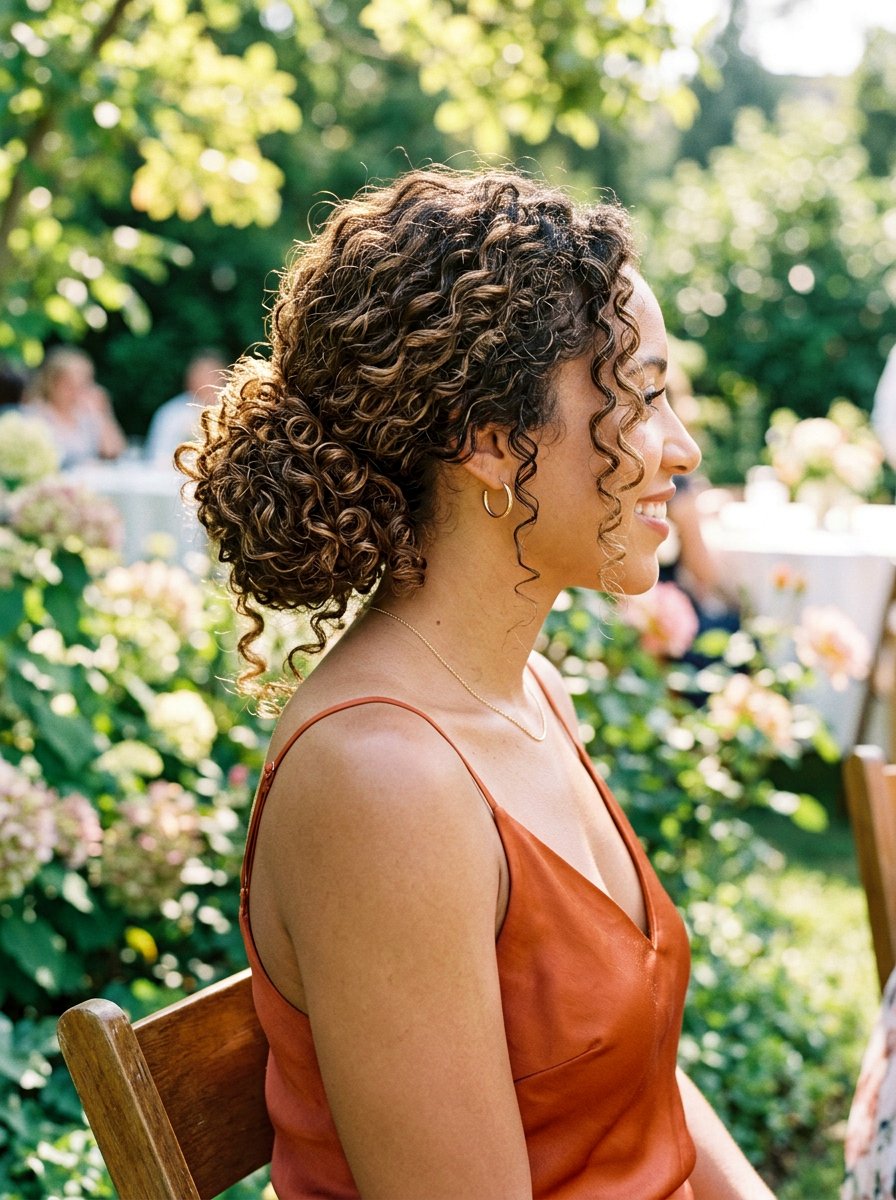 Curly Low Bun - 20 date night hairstyle with low bun - 20 date night hairstyle with low bun