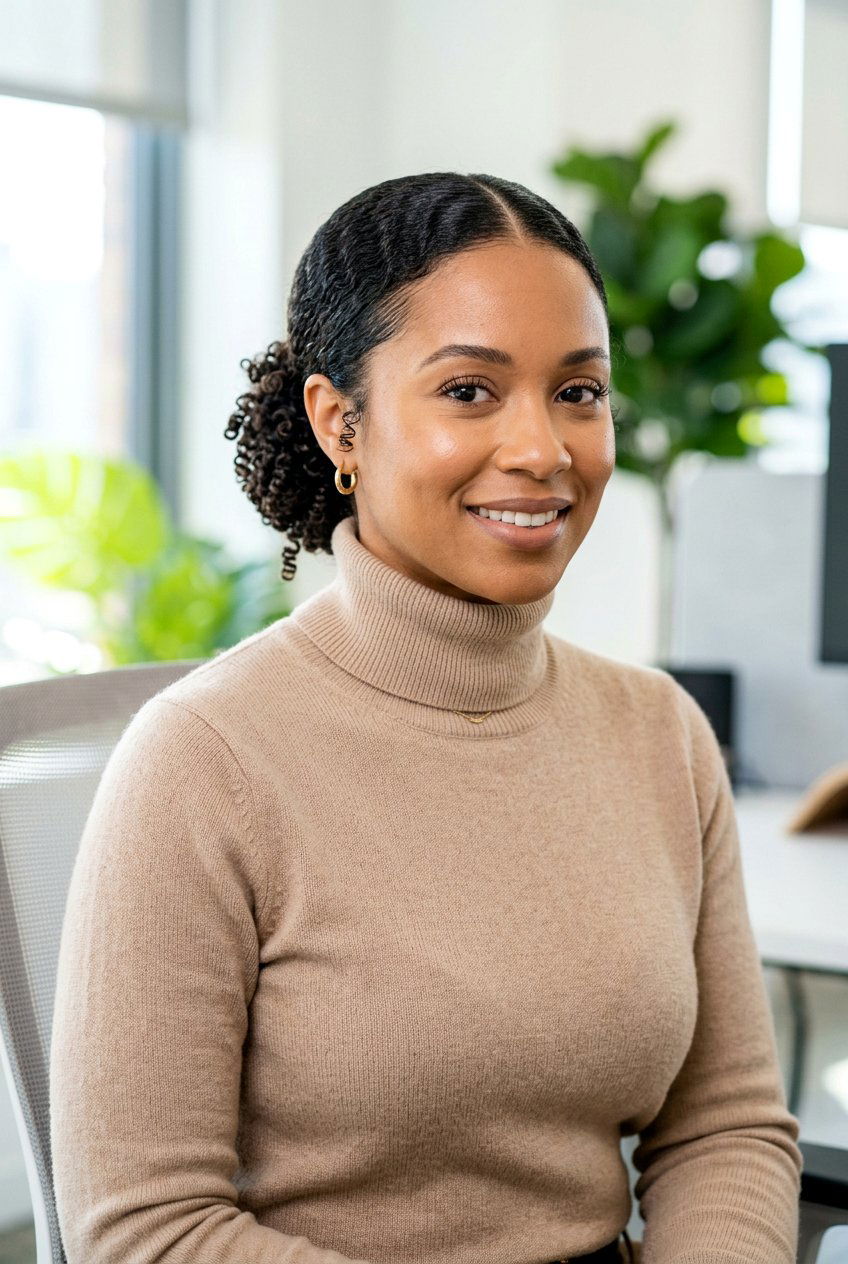 Curly Low Bun - 20 professional low bun with middle part - 20 professional low bun with middle part