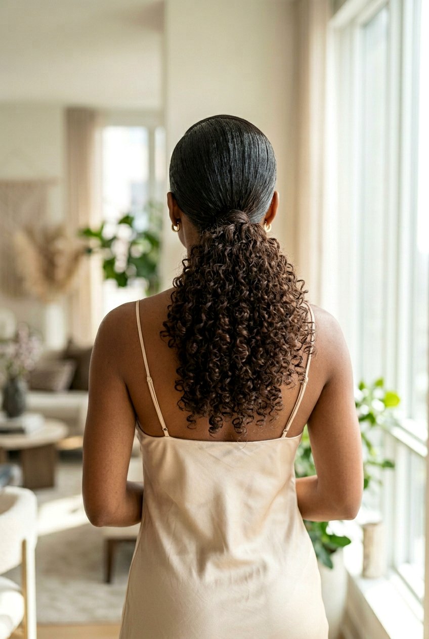 Curly Low Ponytail - 20 clean girl middle part ponytail - 20 clean girl middle part ponytail