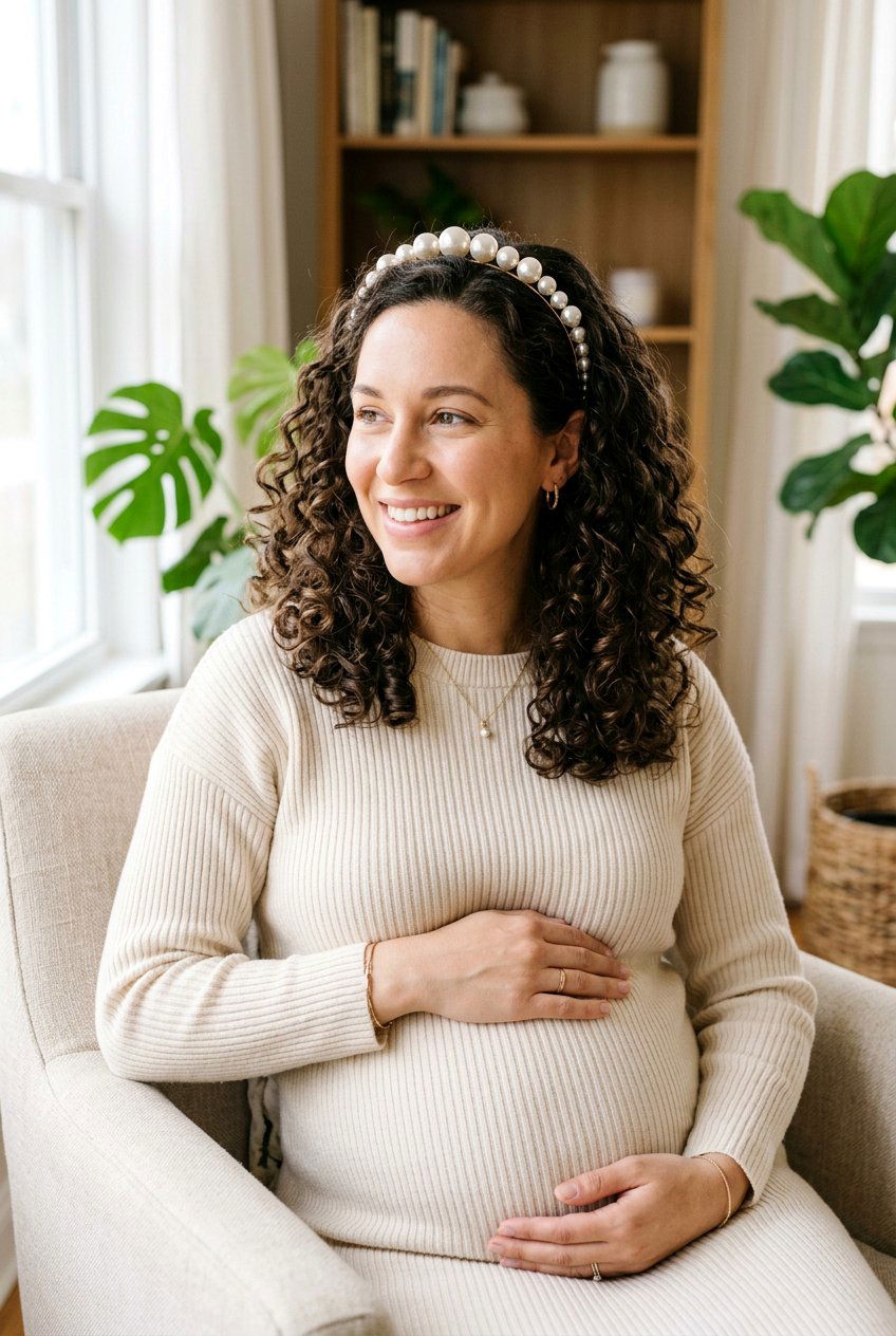 Curly Maternity Hair With Headband - 20 maternity shoot curls hairstyle - 20 maternity shoot curls hairstyle