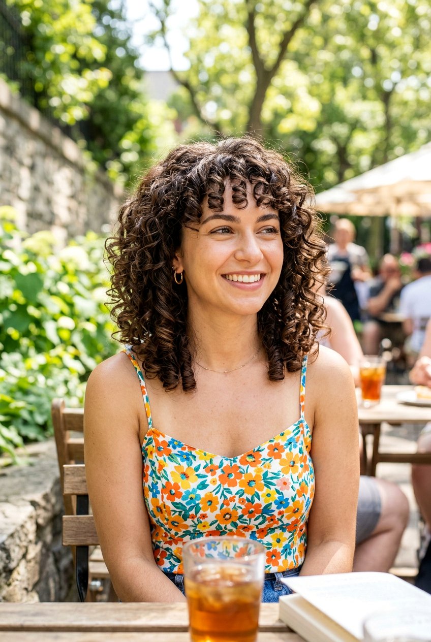 Curly Medium Cut With Curly Bangs - 20 low maintenance medium haircut with bangs - 20 low maintenance medium haircut with bangs