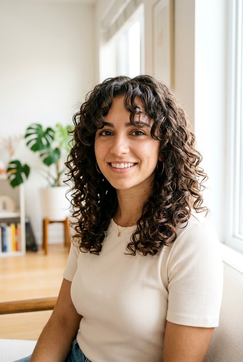 Curly Medium Hair With Curtain Bangs - 20 medium hair with curtain bangs - 20 medium hair with curtain bangs