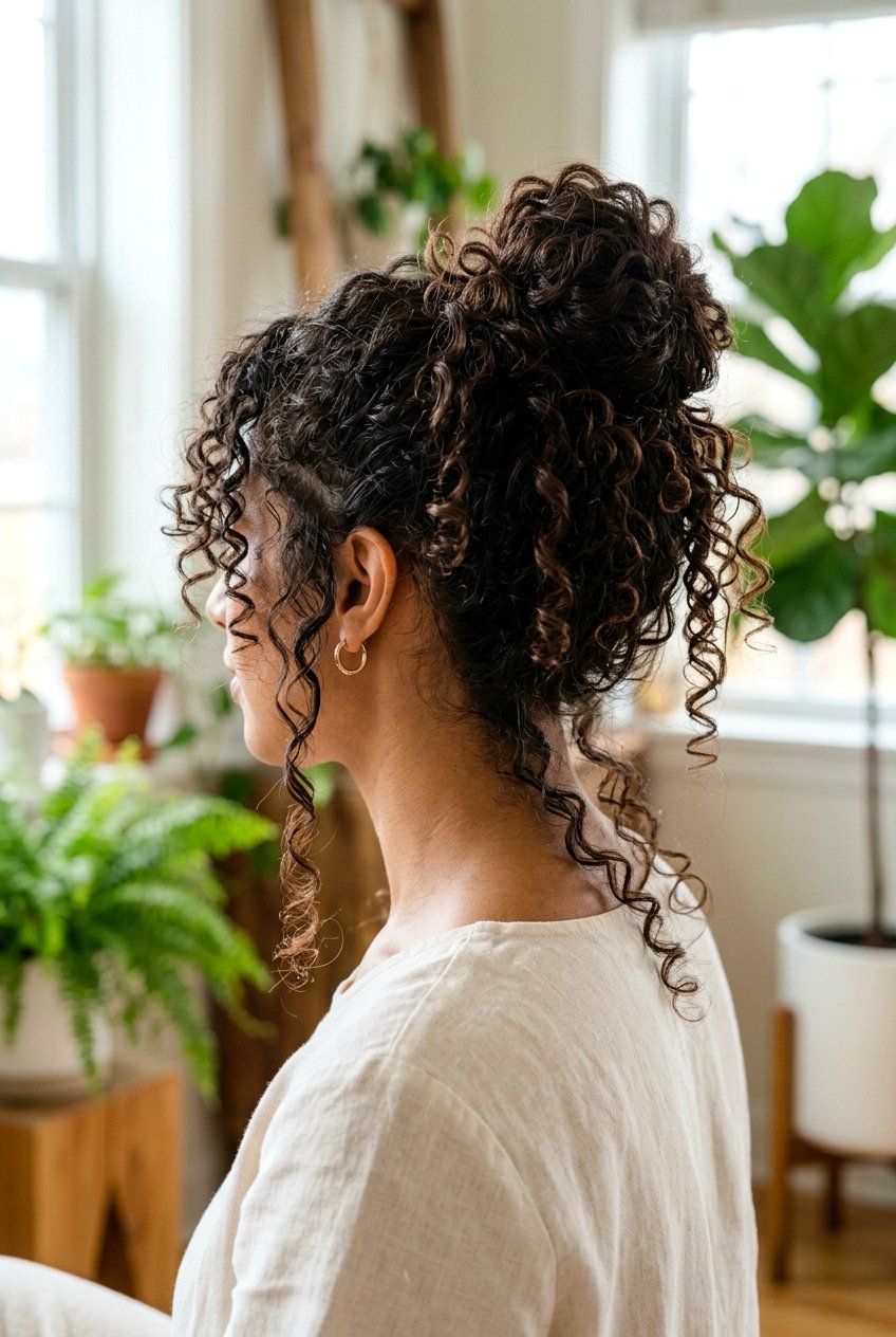 Curly Messy Bun - 20 messy bun hairstyles - 20 messy bun hairstyles