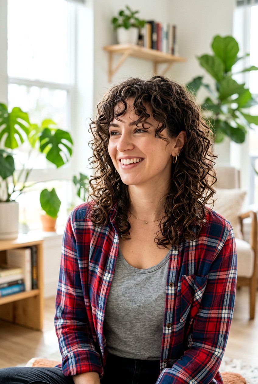 Curly Mid Length Cut with Textured Face Framing - 20 curly cut with face framing pieces - 20 curly cut with face framing pieces