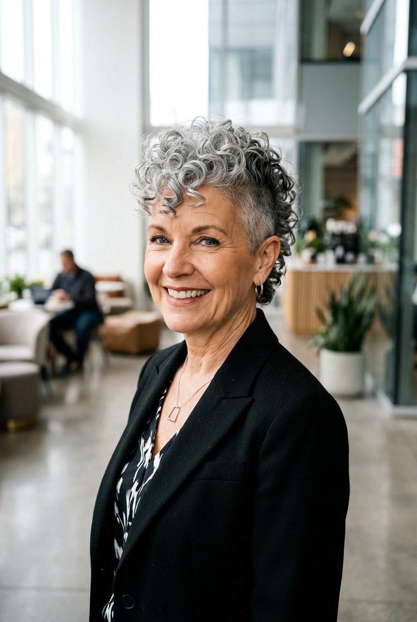 Curly Mohawk - 20 natural hairstyles for women over 50 - 20 natural hairstyles for women over 50