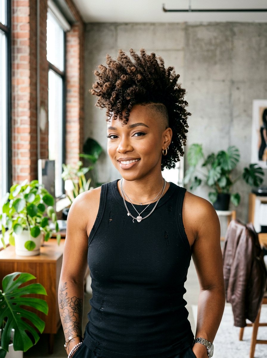 Curly Mohawk Haircut - 20 haircut for dense curly hair - 20 haircut for dense curly hair