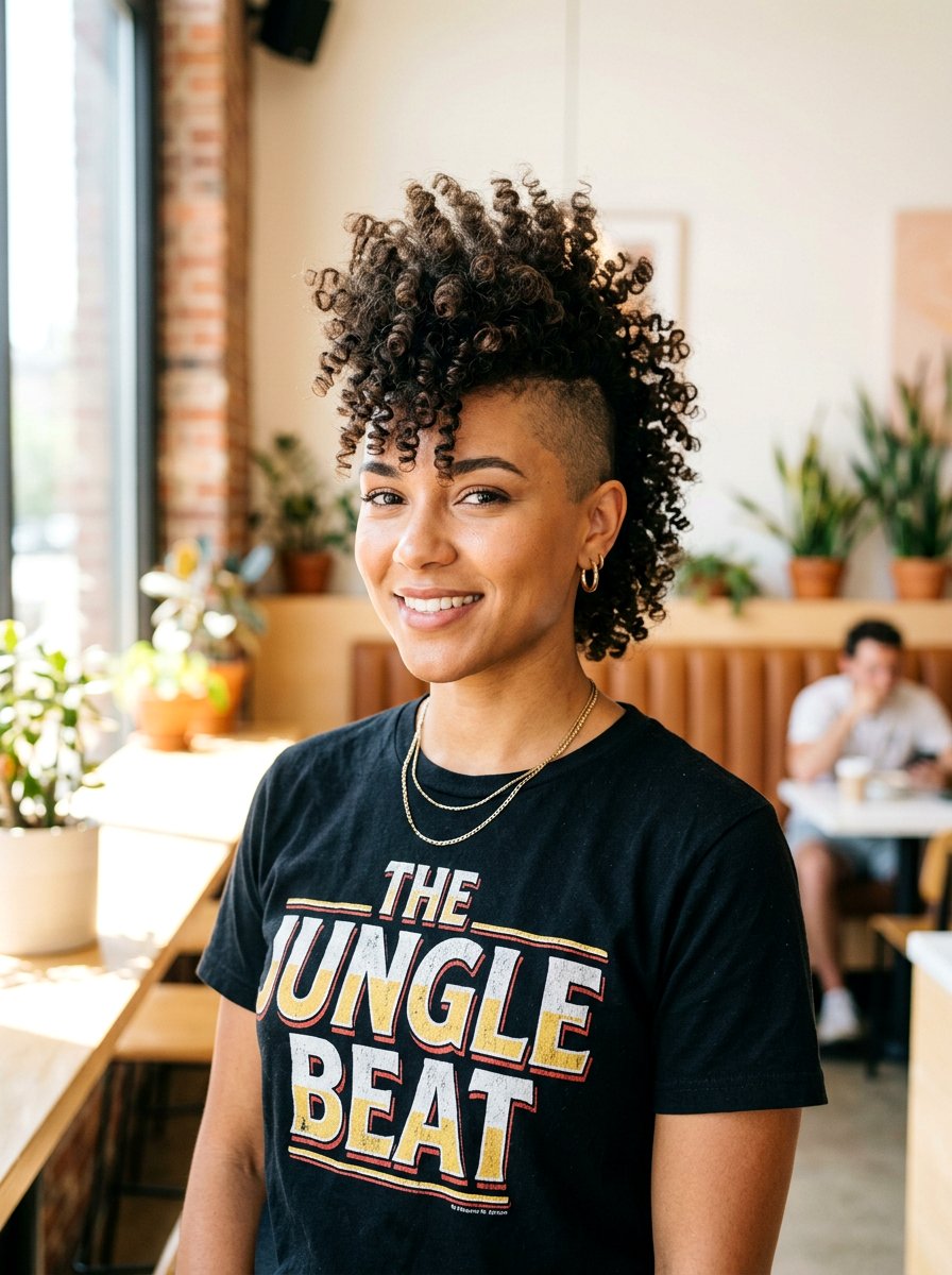 Curly Mohawk Haircut - 20 haircut for tight curls women - 20 haircut for tight curls women