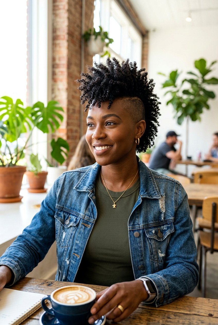 Curly Mohawk with Shaved Sides - 20 natural hairstyle with shaved sides - 20 natural hairstyle with shaved sides