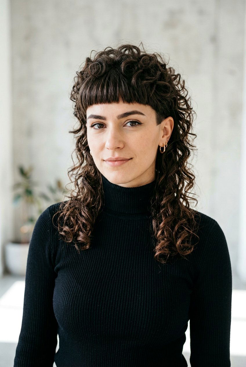 Curly Mullet With Bangs - 20 curly mullet for women - 20 curly mullet for women