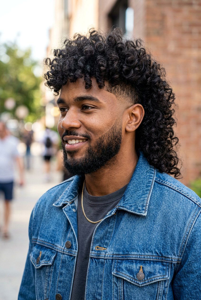 Curly Mullet With Burst Fade - 20 curly mullet with taper fade - 20 curly mullet with taper fade