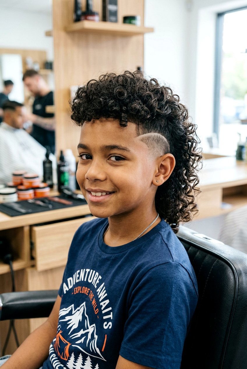Curly Mullet With Burst Fade - 20 curly mullet haircut for boys - 20 curly mullet haircut for boys