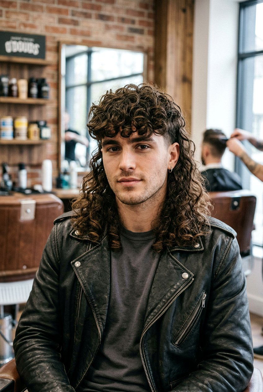 Curly Mullet With Long Fringe - 20 modern mullet for wavy hair men - 20 modern mullet for wavy hair men