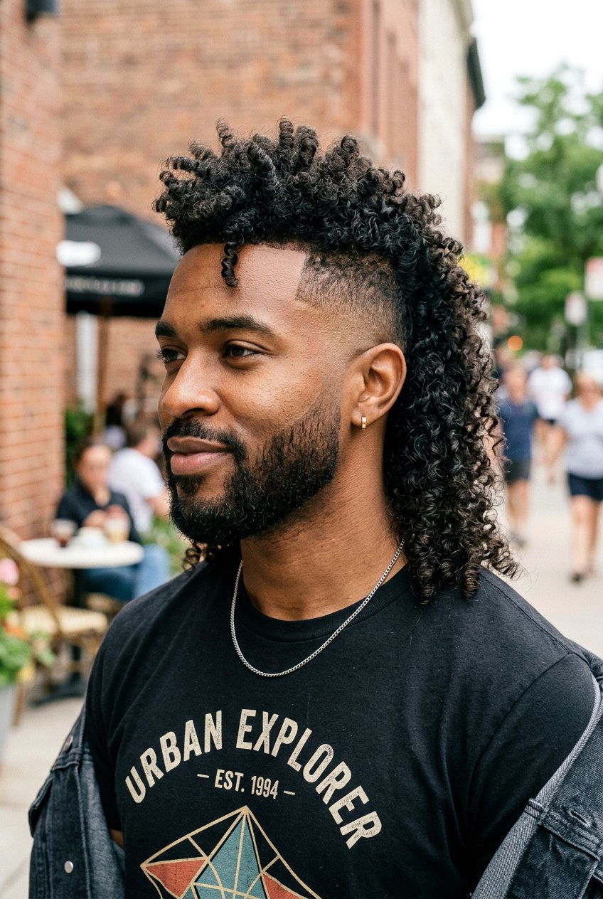 Curly Mullet With Mohawk And Taper Fade - 20 curly mullet with taper fade - 20 curly mullet with taper fade