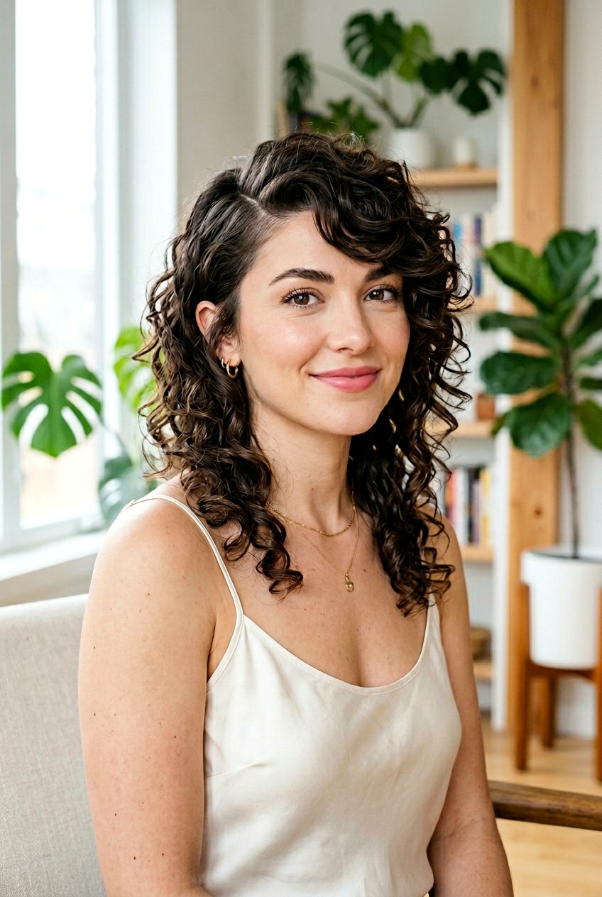 Curly Mullet With Side Part - 20 curly mullet for women - 20 curly mullet for women