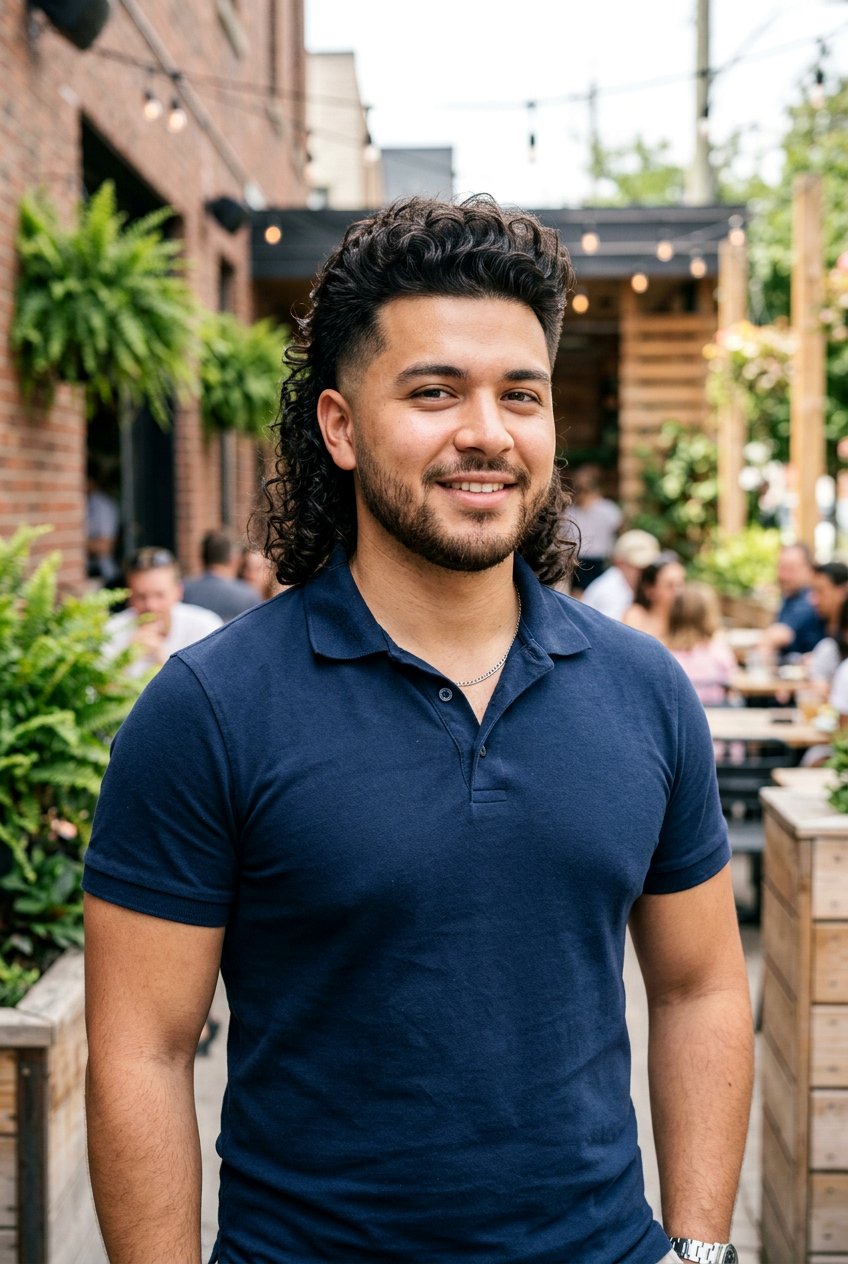 Curly Mullet With Taper Fade For Round Face - 20 curly mullet with taper fade - 20 curly mullet with taper fade