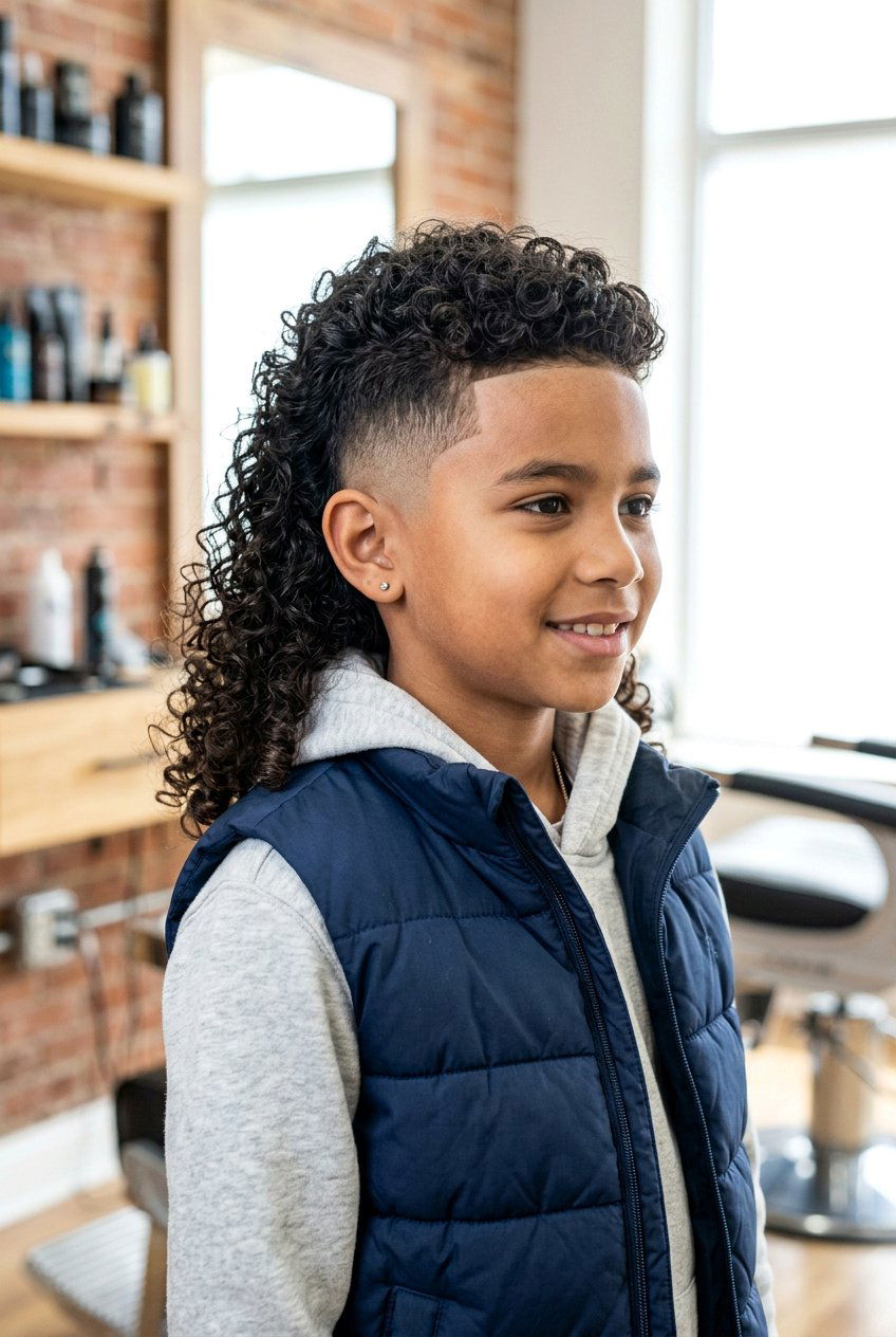 Curly Mullet With Temple Fade - 20 curly mullet haircut for boys - 20 curly mullet haircut for boys
