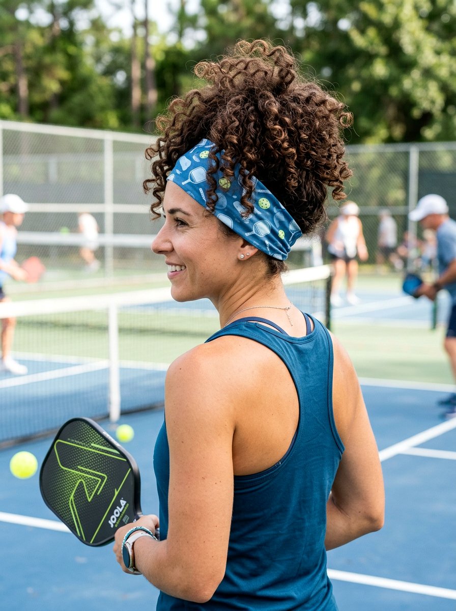 Curly Pickleball Pineapple Updo - 20 pickleball hairstyles - 20 pickleball hairstyles