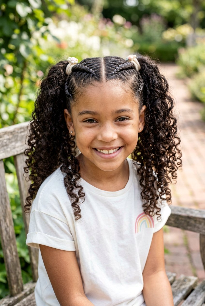 Curly Pigtails With Braided Front - 20 pigtail curls for girls - 20 pigtail curls for girls