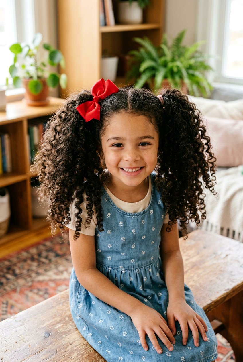 Curly Pigtails - 20 easy curly hairstyles for little girls - 20 easy curly hairstyles for little girls