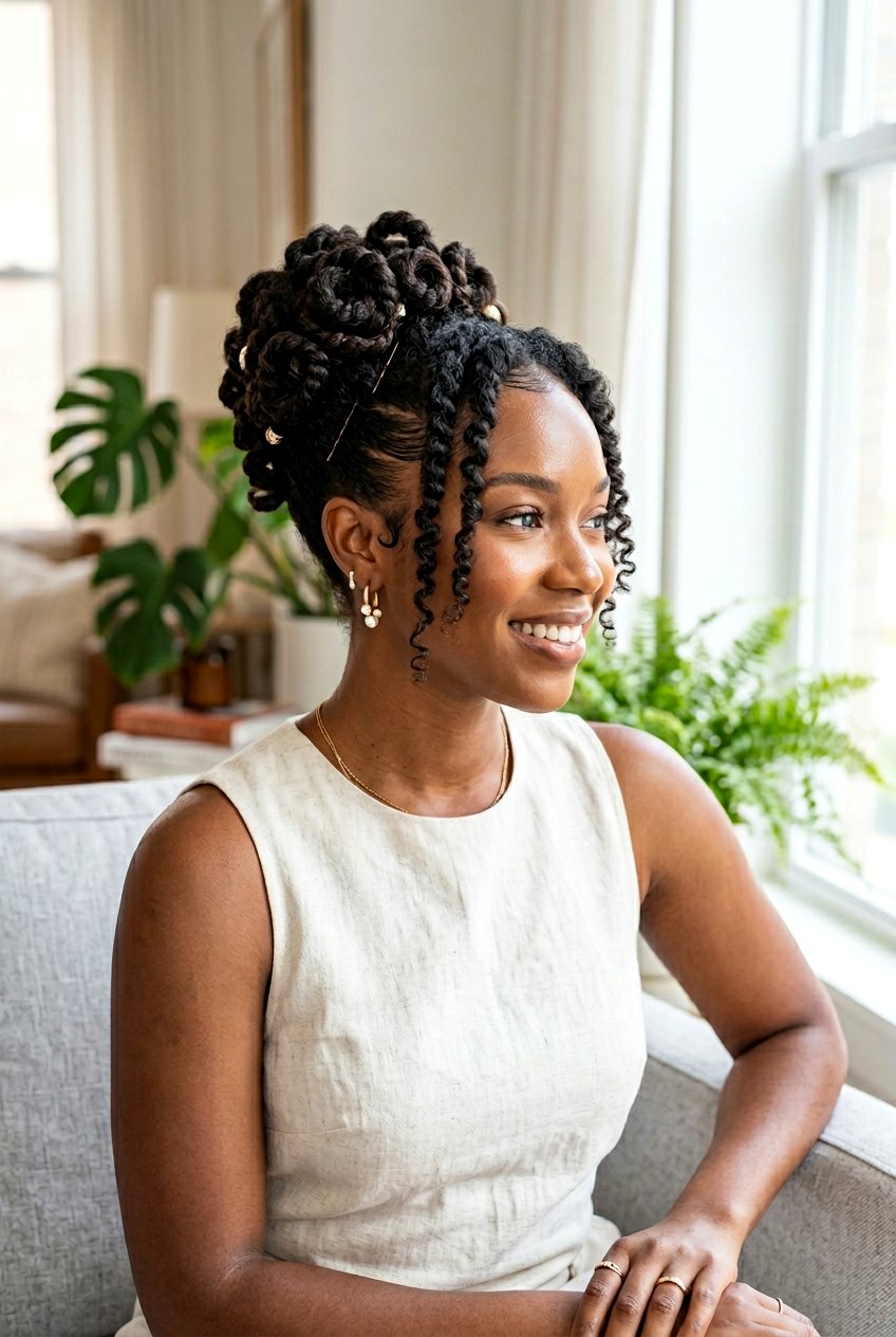 Curly Pin Curl Updo For Natural Hair - 20 pin curl updo hairstyle - 20 pin curl updo hairstyle