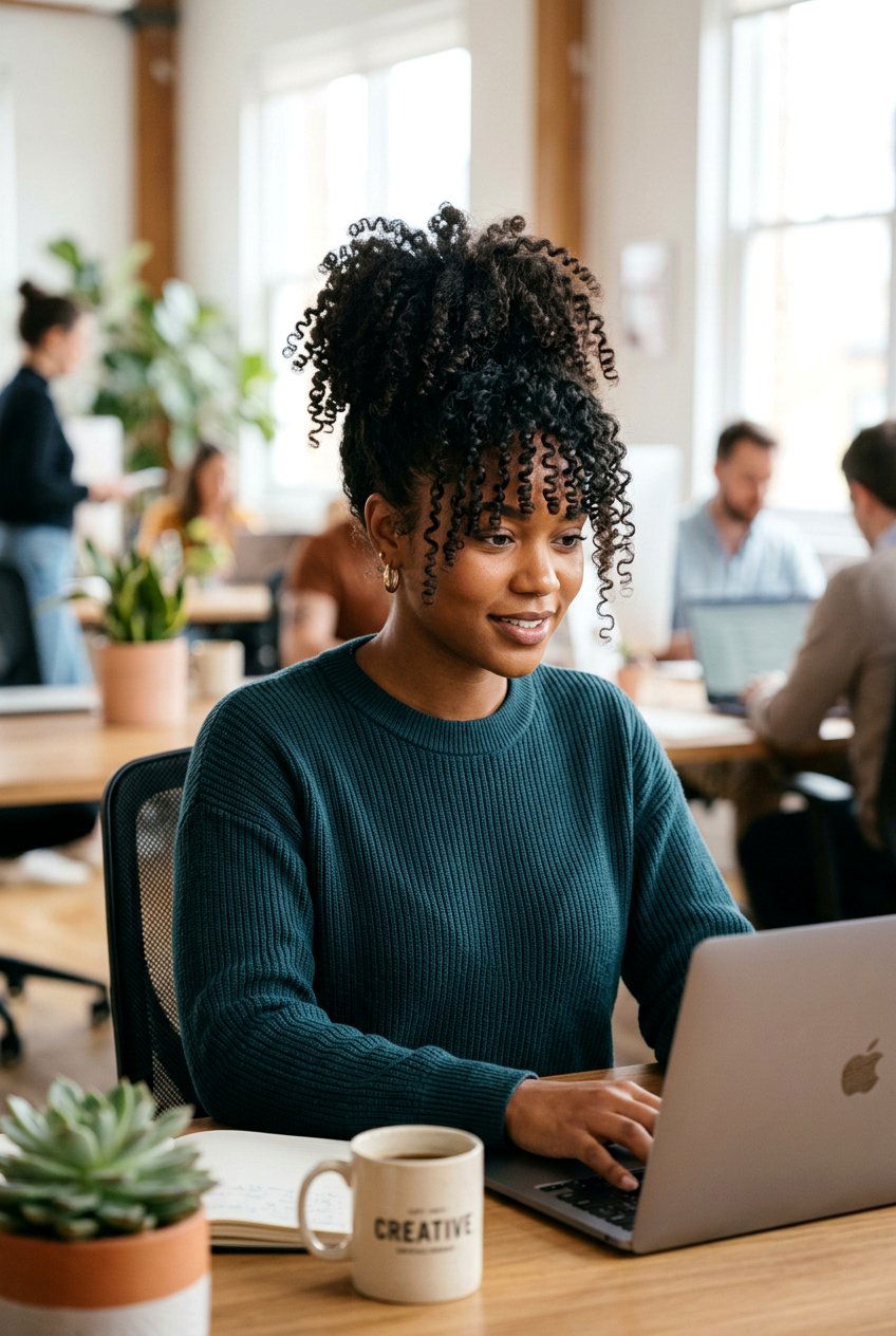 Curly Pineapple For Work - 20 curly work hairstyles - 20 curly work hairstyles
