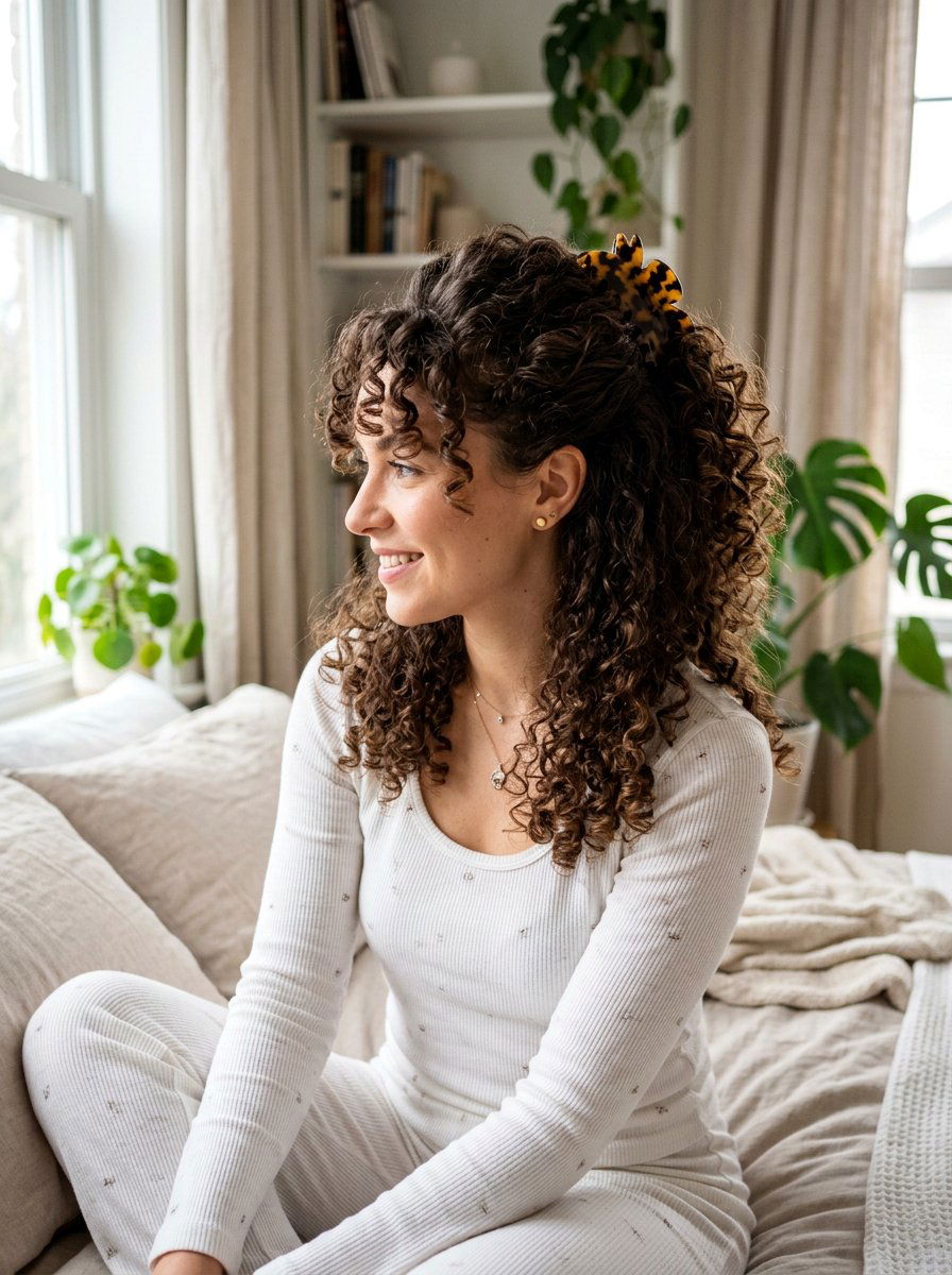 Curly Pineapple Half Up Claw Clip - 20 claw clip half up for curly hair - 20 claw clip half up for curly hair