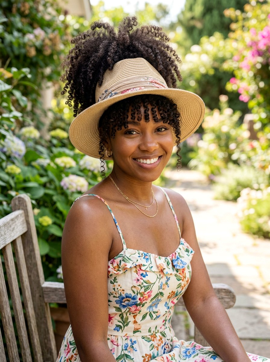 Curly Pineapple Ponytail With Leave Out Bangs - 20 humidity proof curly ponytail - 20 humidity proof curly ponytail