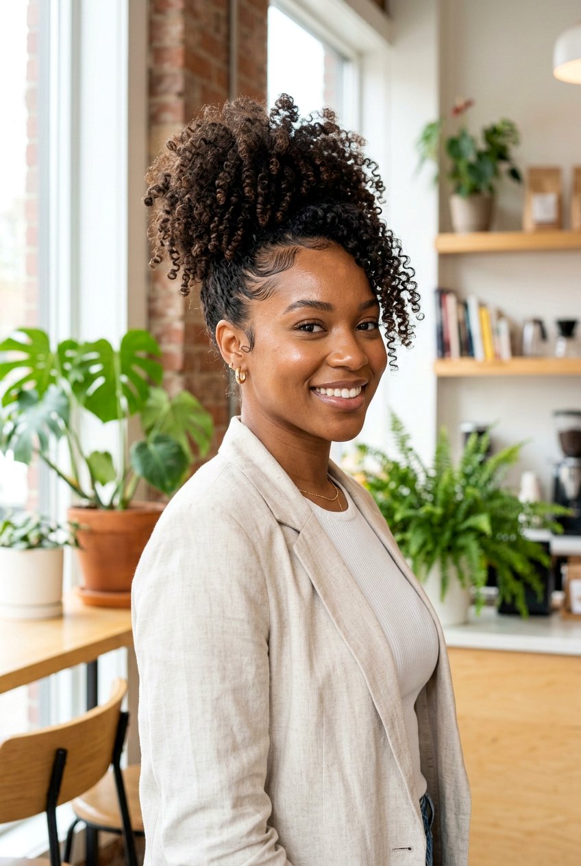 Curly Pineapple Updo - 20 simple festive hairstyles - 20 simple festive hairstyles