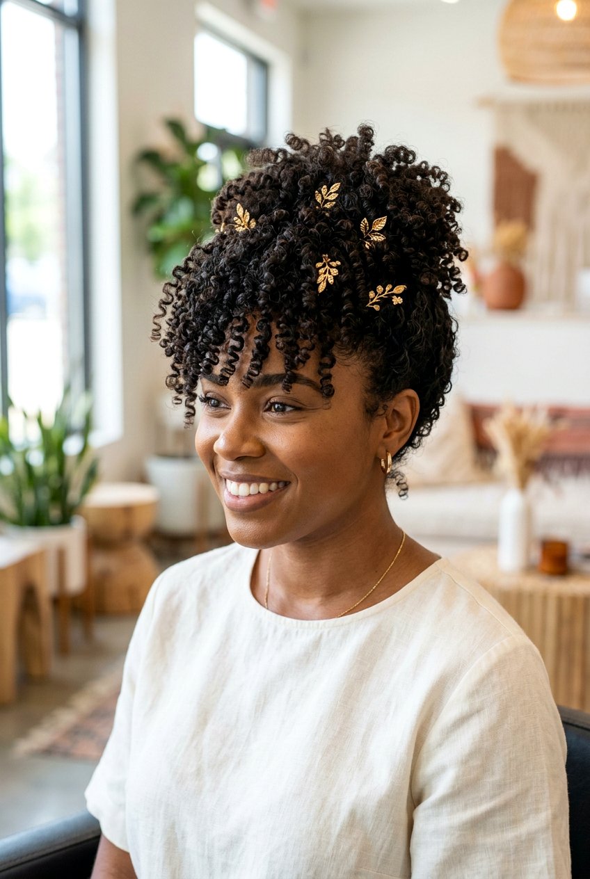 Curly Pineapple Updo - 20 bridal hairstyle for long curly hair - 20 bridal hairstyle for long curly hair