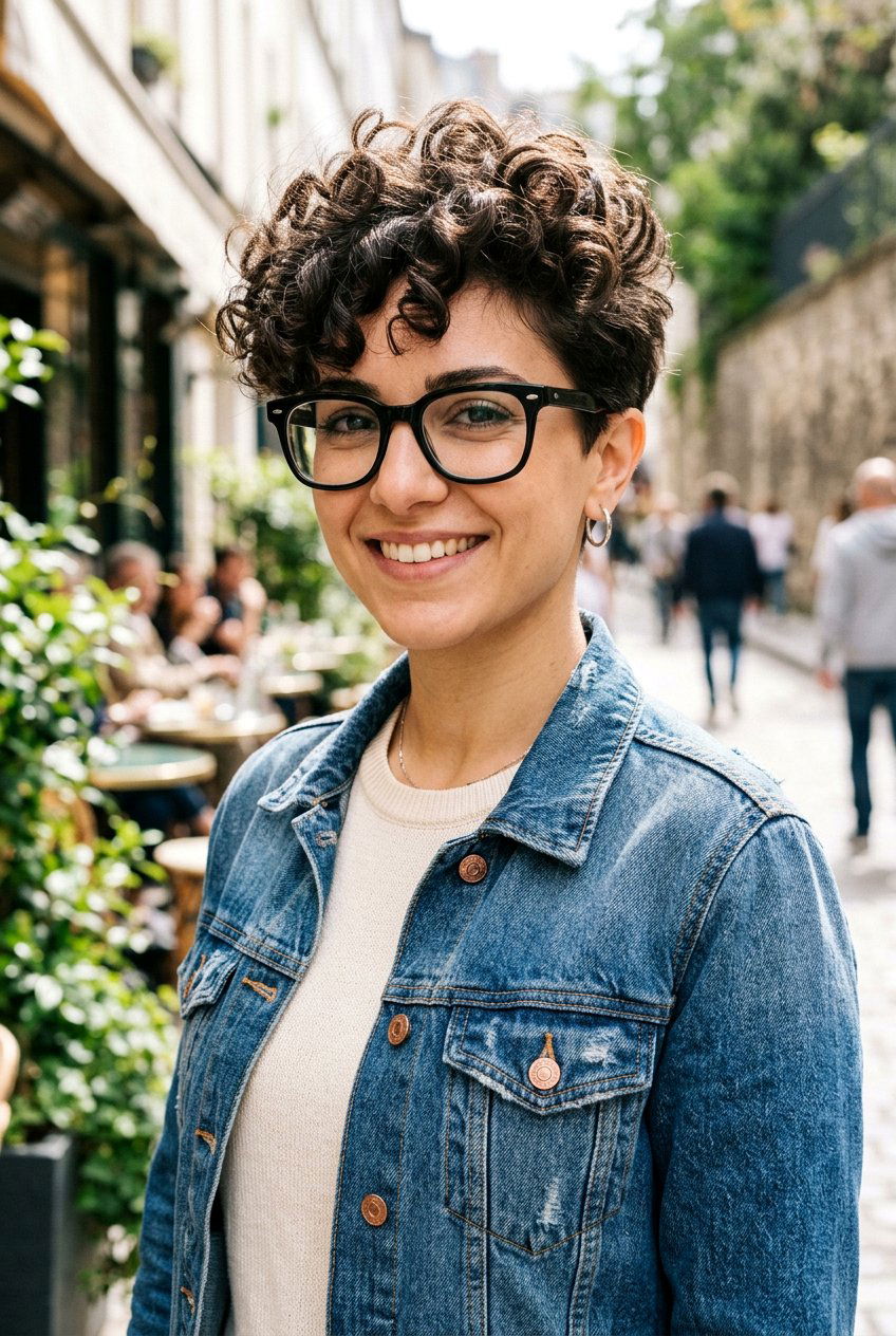 Curly Pixie Cut - 20 curly hairstyles for women with glasses - 20 curly hairstyles for women with glasses