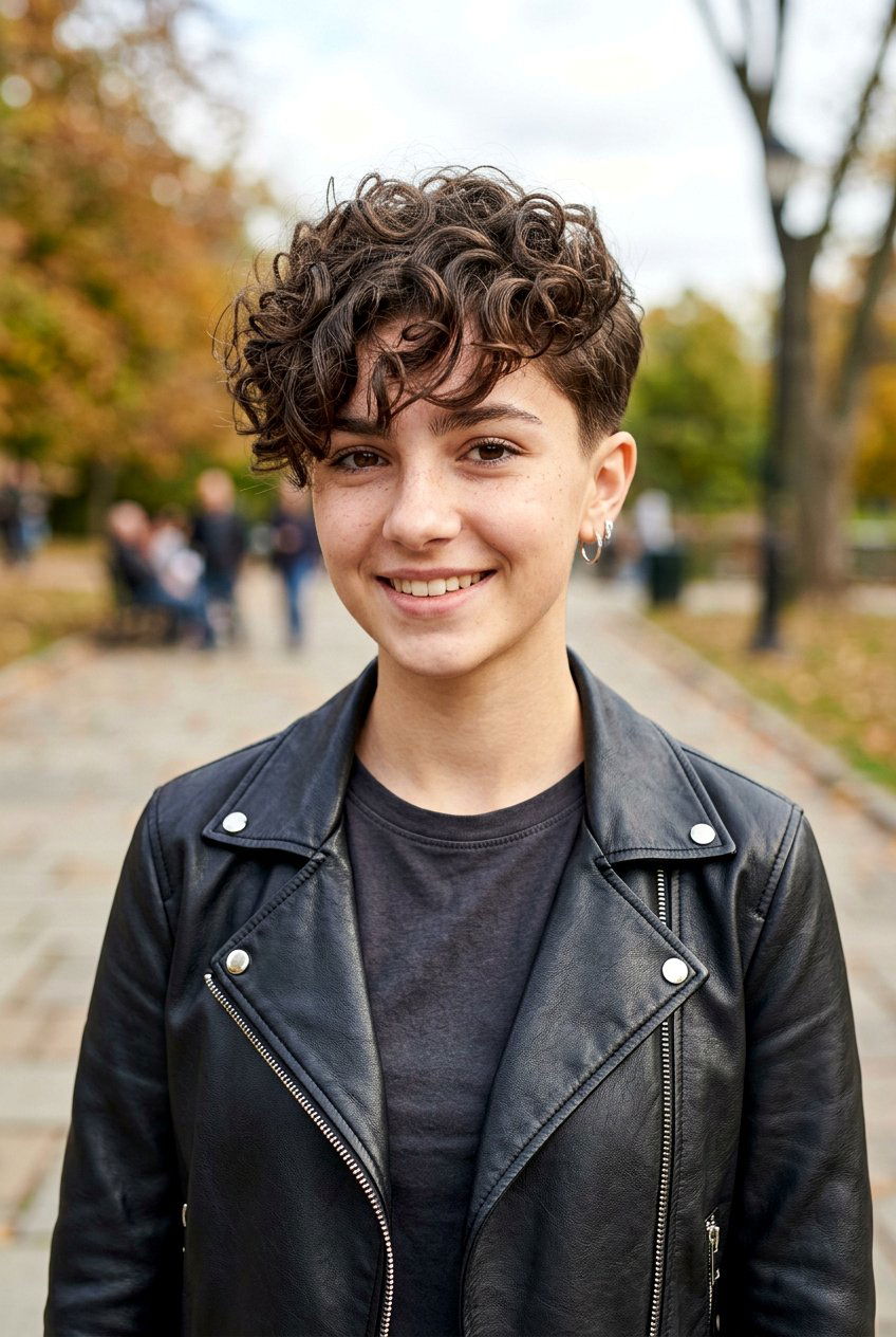 Curly Pixie Cut With Long Fringe - 20 curly haircut for teenage girls with bangs - 20 curly haircut for teenage girls with bangs
