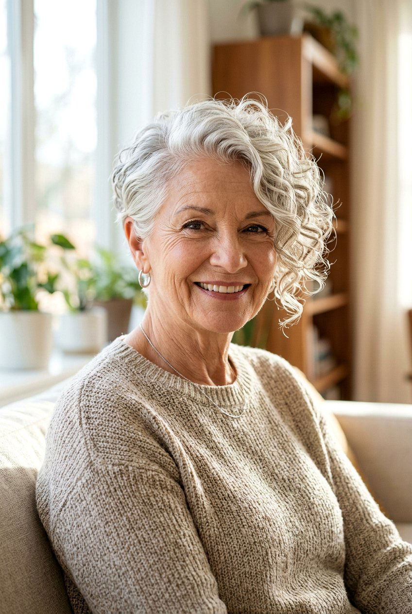 Curly Pixie Cut With Side Part - 20 curly pixie for older women - 20 curly pixie for older women