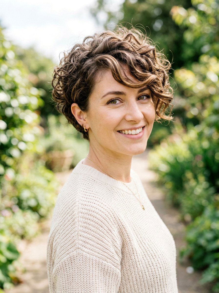 Curly Pixie Cut With Side Swept Fringe - 20 short haircut with side swept fringe - 20 short haircut with side swept fringe