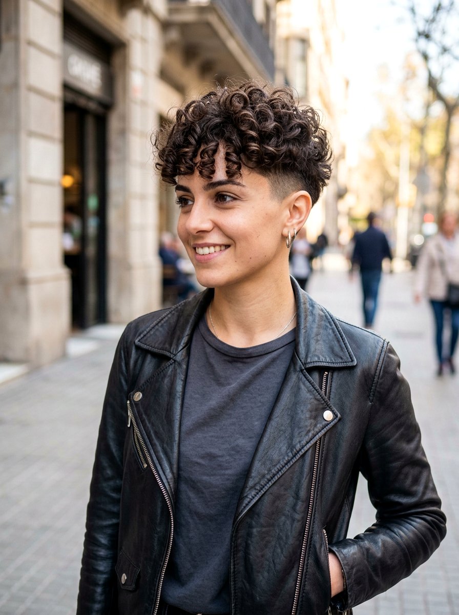 Curly Pixie Cut With Tapered Sides - 20 haircut for dense curly hair - 20 haircut for dense curly hair