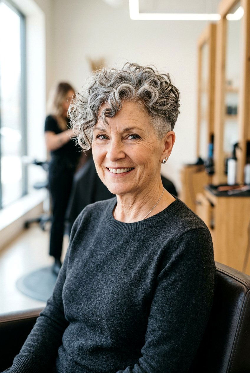 Curly Pixie Cut With Undercut - 20 curly pixie for older women - 20 curly pixie for older women