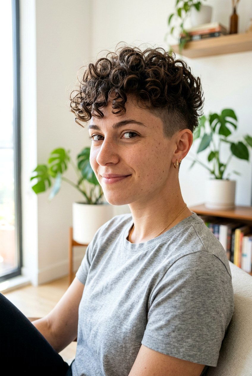 Curly Pixie Cut with Undercut - 20 undercut curls hairstyle for women - 20 undercut curls hairstyle for women