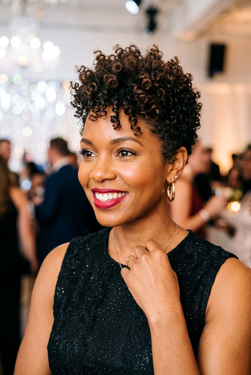 Curly Pixie Party Hairstyle - 20 party hairstyles for short hair - 20 party hairstyles for short hair