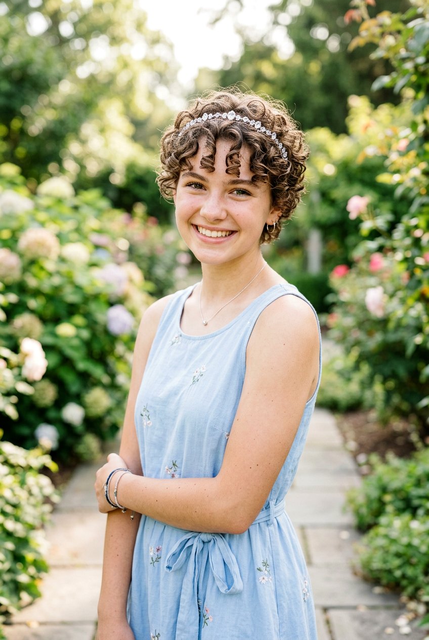 Curly Pixie With Headband - 20 prom hairstyle for teenage girls with curls - 20 prom hairstyle for teenage girls with curls