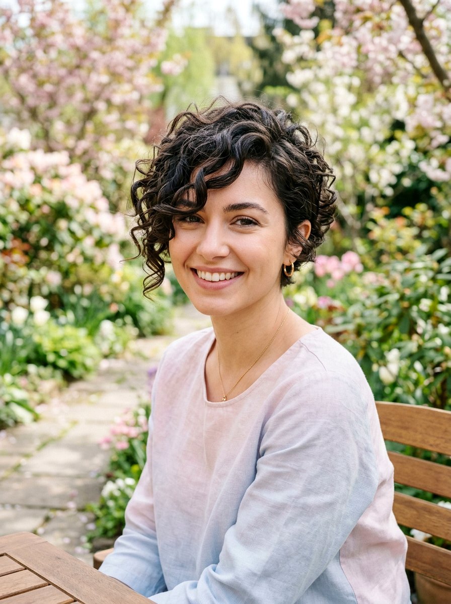 Curly Pixie With Side Swept Bangs - 20 curly pixie for fine curls women - 20 curly pixie for fine curls women