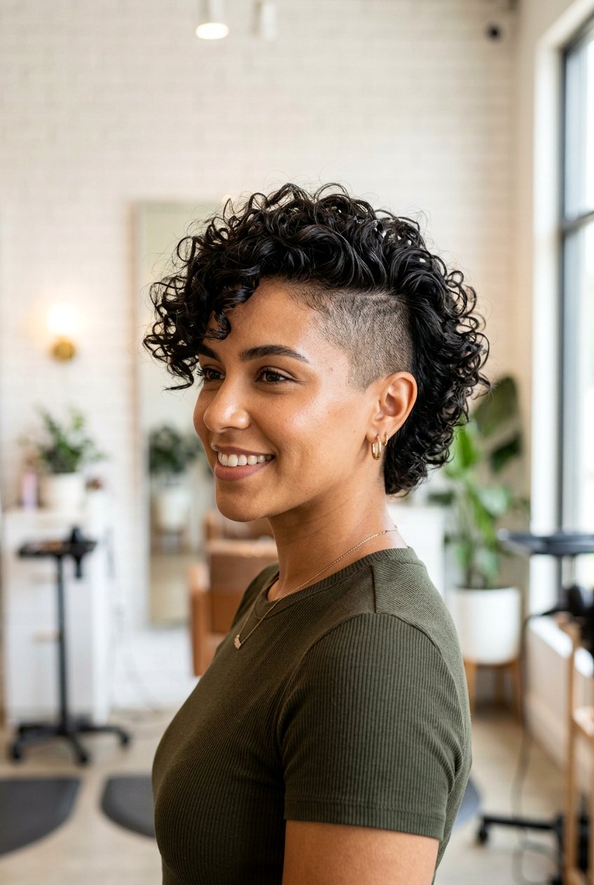 Curly Pixie With Undercut - 20 curly hairstyles for short hair