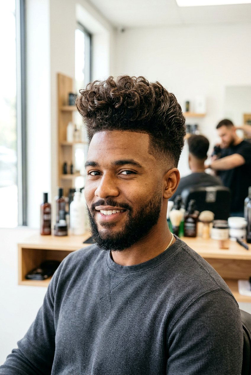 Curly Pompadour - 20 pompadour haircut for men - 20 pompadour haircut for men