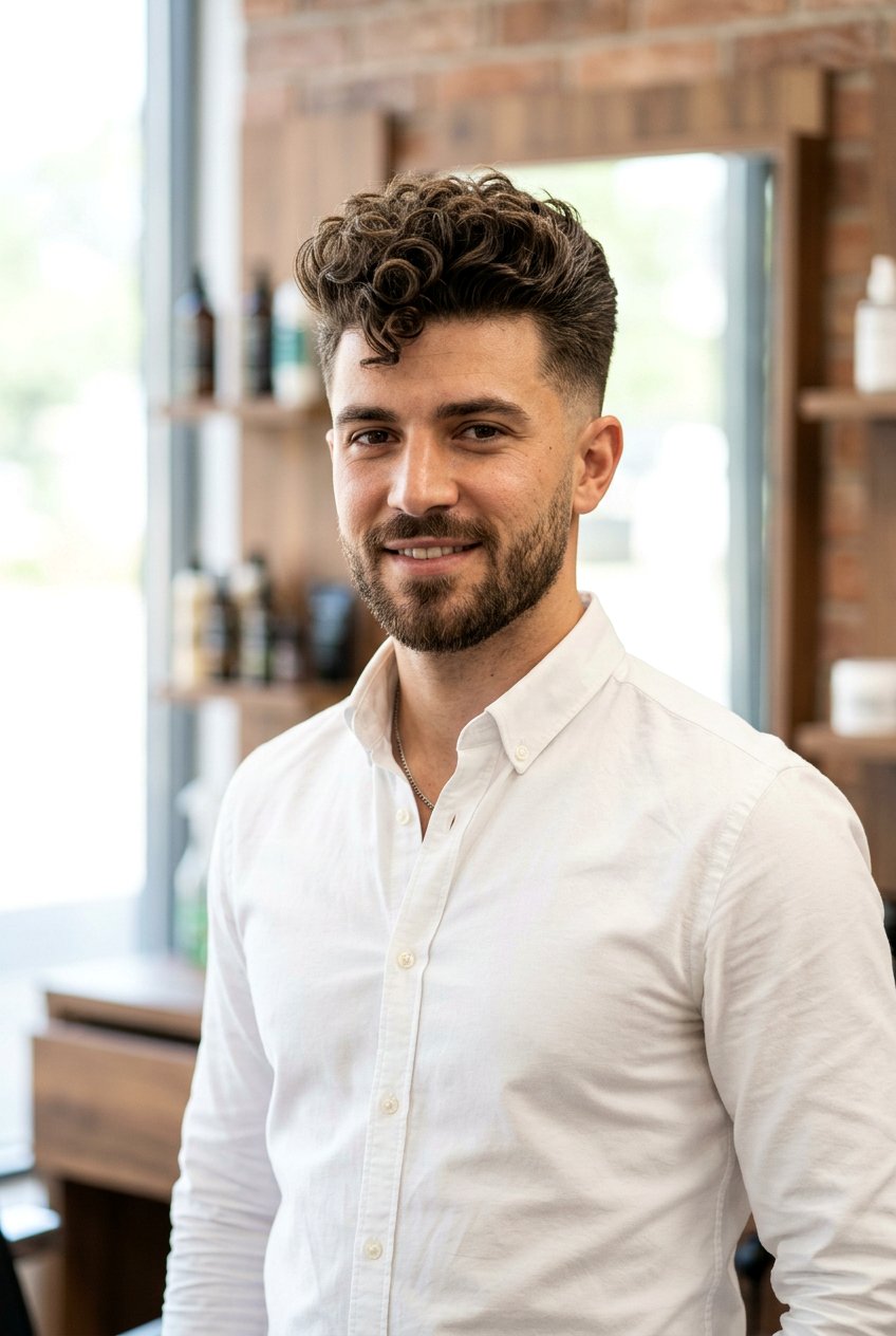 Curly Pompadour - 20 mens haircut for curly thick hair - 20 men’s haircut for curly thick hair