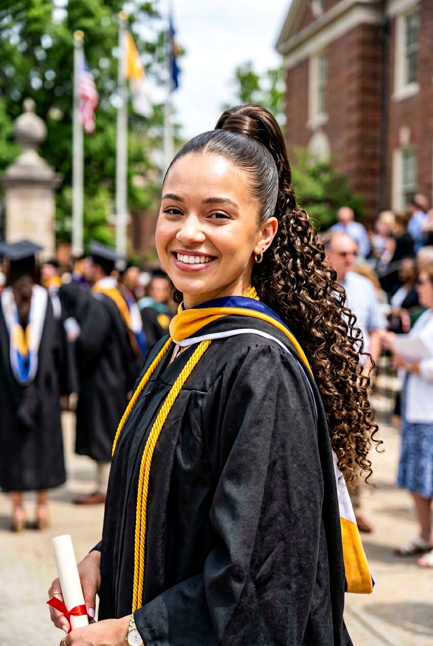 Curly Ponytail - 20 graduation hairstyles for curly hair - 20 graduation hairstyles for curly hair